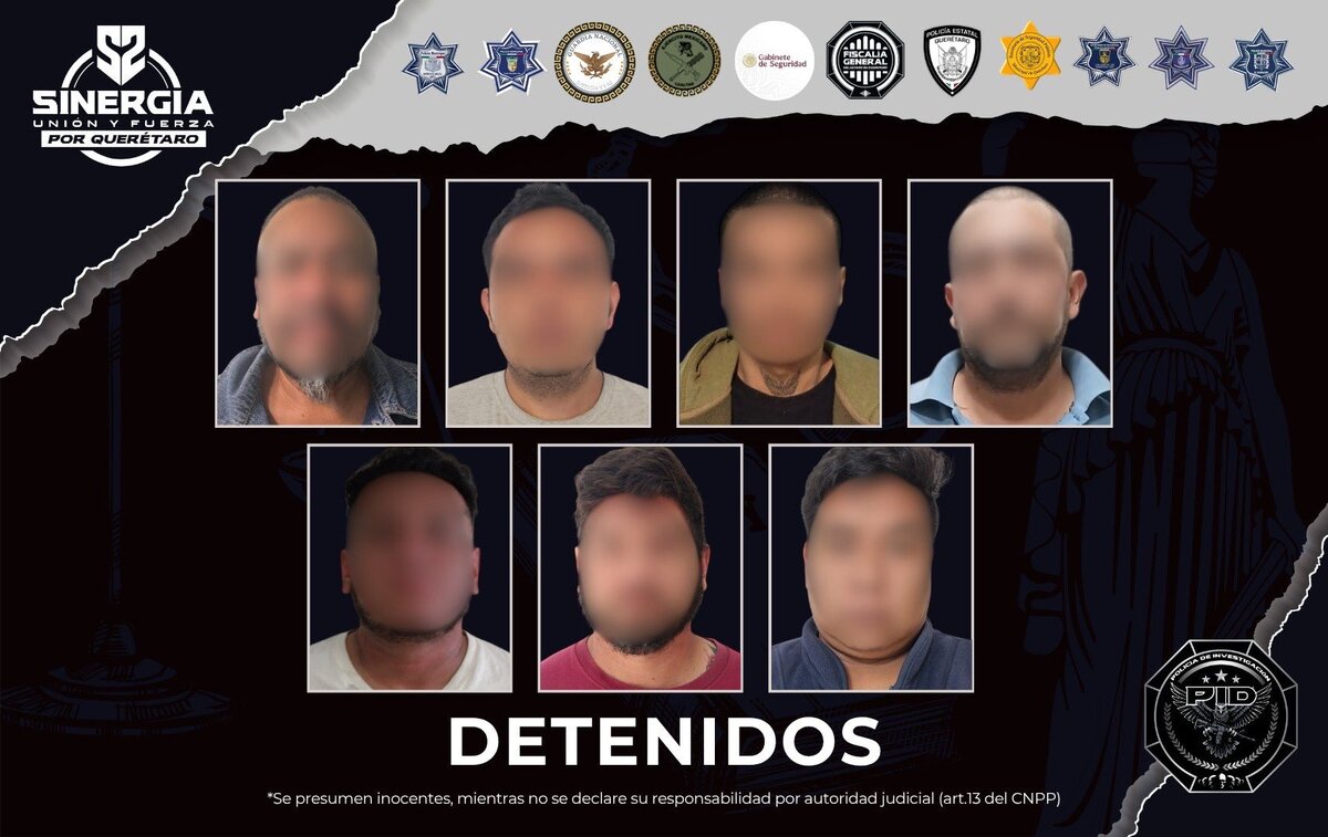 La fiscalía de Querétaro, en colaboración con autoridades federales, detuvo a 7 personas tras cateos simultáneos. | Foto: Especial