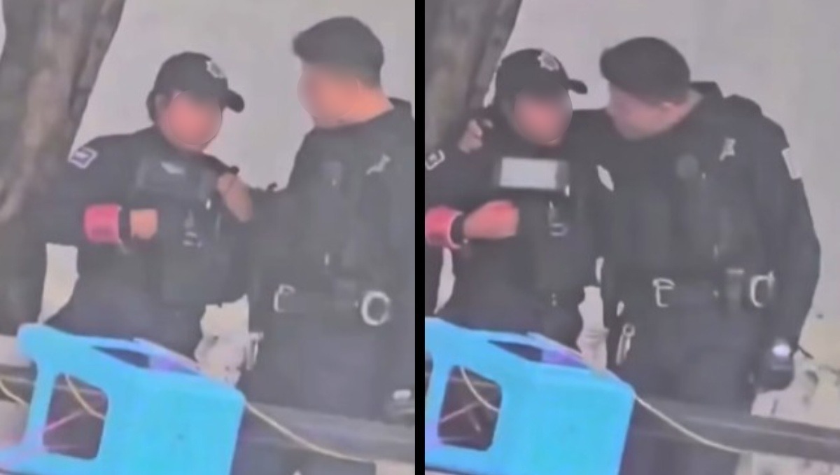 Un policía de Aguascalientes fue captado agrediendo a una compañera | Foto: Especial