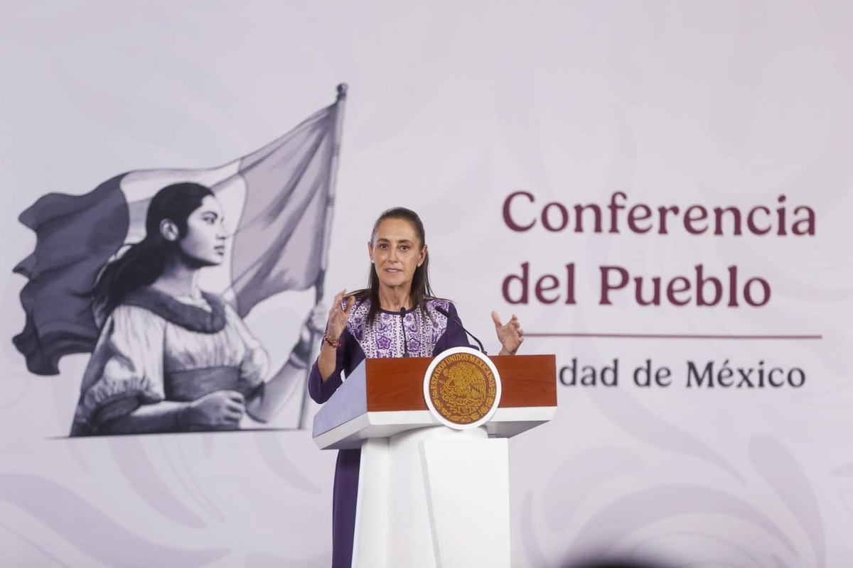 La presidenta Claudia Sheinbaum en La Mañanera del Pueblo. | Foto: Araceli López