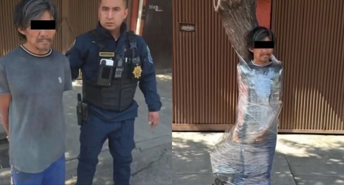 Vecinos de la colonia Independencia en Benito Juárez emplayaron a un árbol a un sujeto acusado de robar la bicicleta de un abuelito.