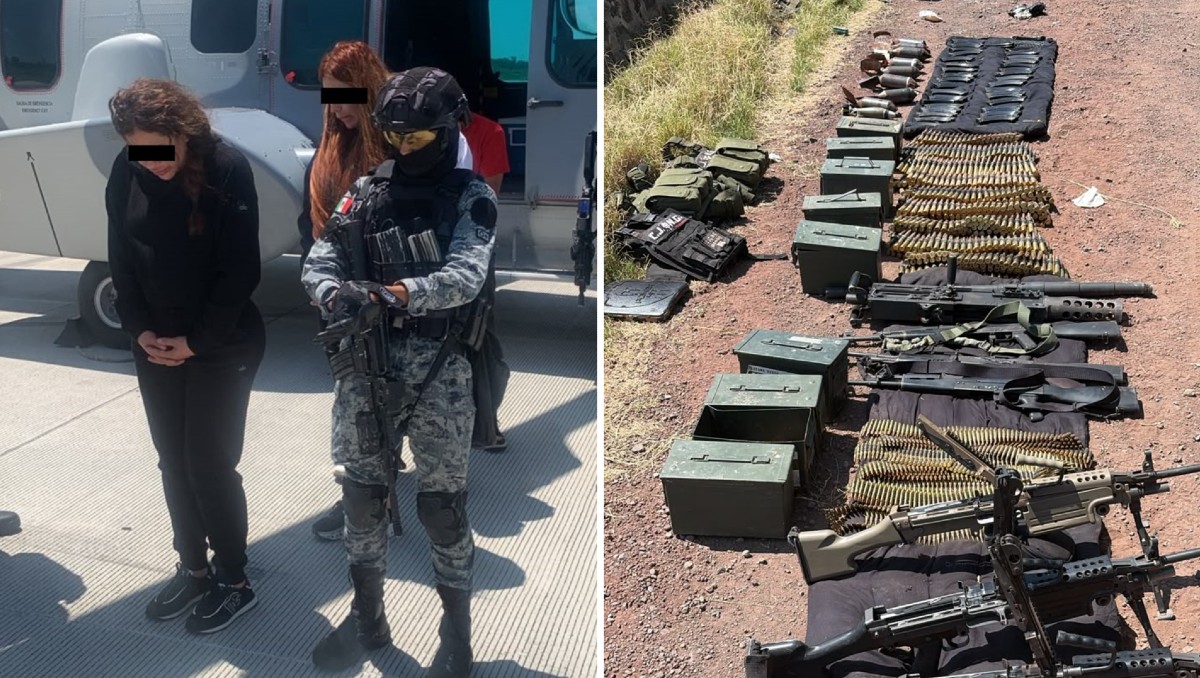 Armas aseguradas a la hija y la pareja de ‘El Tío Lako’ y 7 integrantes del CJNG. | Foto: Gabinete de Seguridad