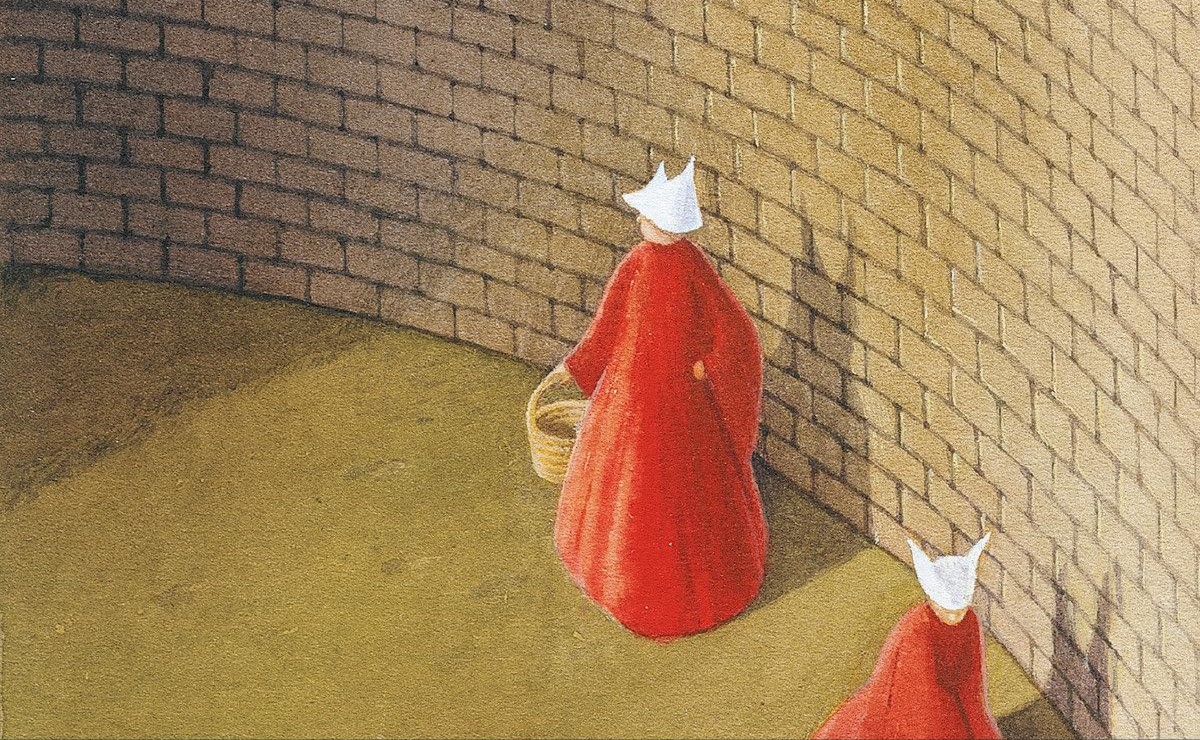 Portada de ‘El cuento de la criada’ (detalle). La novela está inspirada en prácticas reales de violencia y control sobre las mujeres. (Especial)