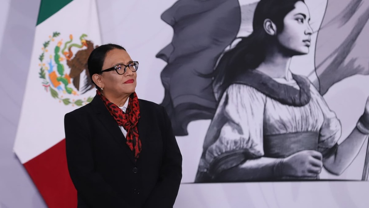 Rosa Icela Rodríguez, titular de la Segob, durante la conferencia matutina en Palacio Nacional.| Foto:Octavio Hoyos