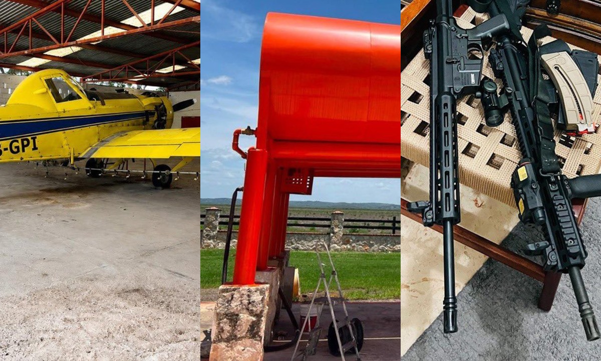 Incautan avioneta, armas y más de cinco mil litros de hidrocarburo tras cateo en Champotón, Campeche | Foto: X. @FGRMexico