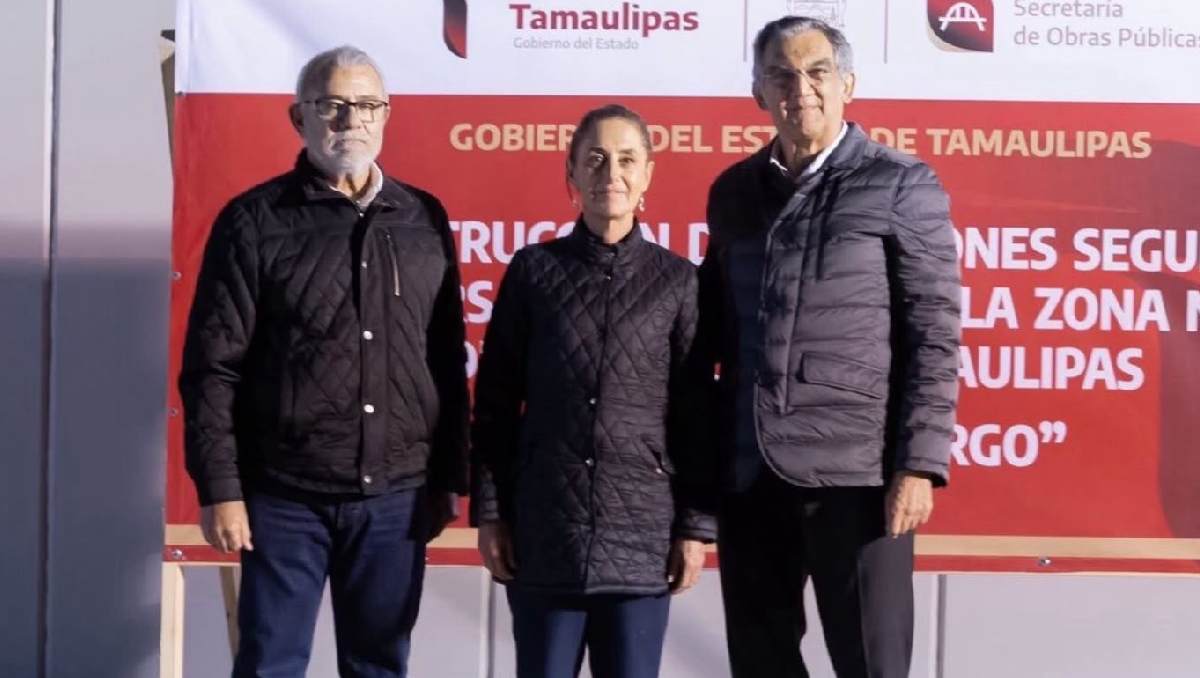 Claudia Sheinbaum y Américo Villarreal durante la presentación de proyectos de infraestructura logística y energética para Tamaulipas. | Especial