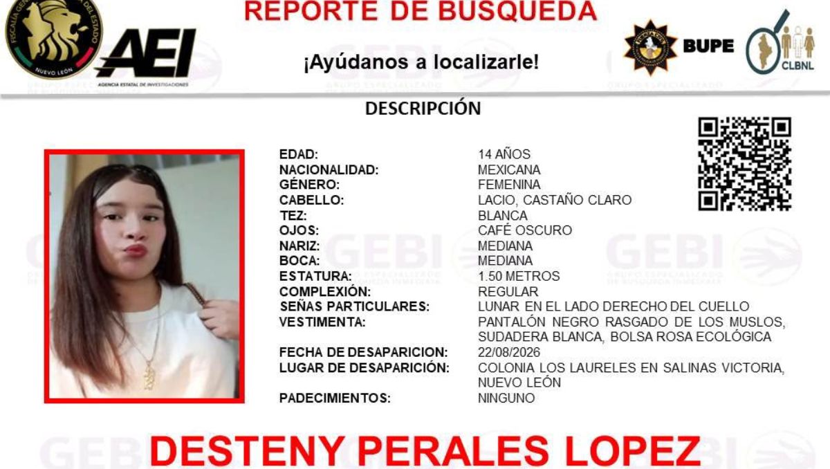 La menor está sin localizar desde el pasado 22 de agosto | Especial