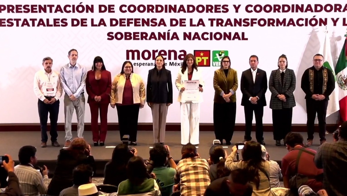 Morena presentó a los coordinadores en defensa de la 4T en Aguascalientes, Campeche y Colima. | Foto: Captura de pantalla