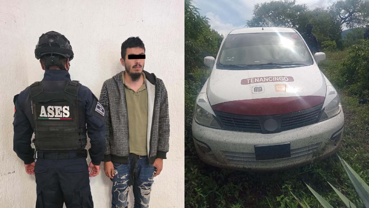 El hombre detenido manejaba un taxi que pertenecía la municipio de Tenancingo. |  Foto: SSEM