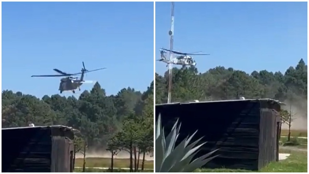 Helicóptero militar sufre accidente en Durango. | Foto: Milenio Televisión
