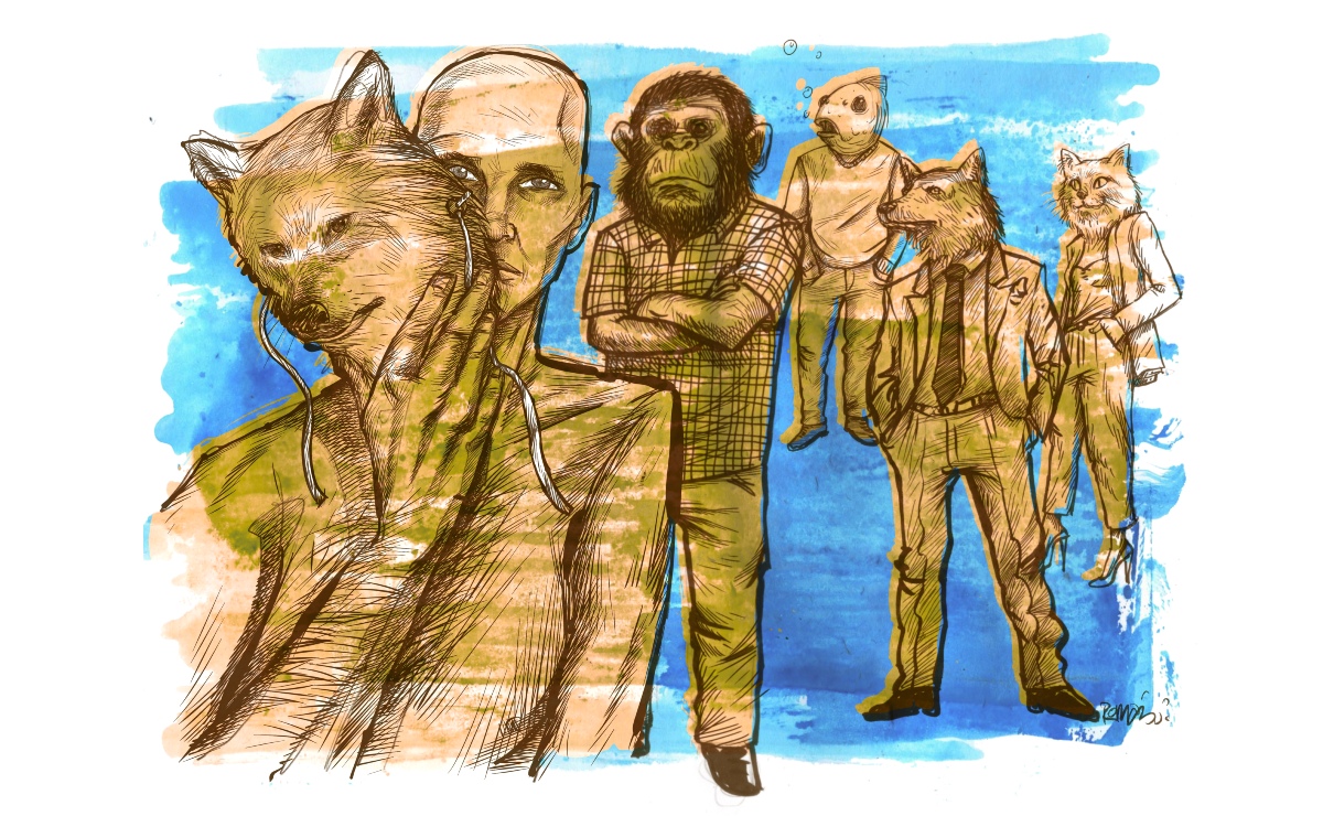 “A lo largo del tiempo, una y otra vez hemos mirado a otras especies animales para entender quiénes somos”. (Ilustración: Román)