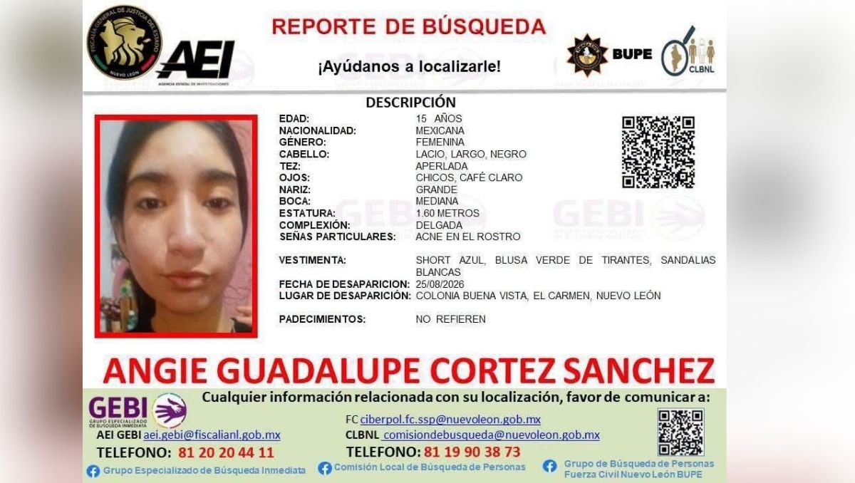 Reporte de búsqueda de Angie Guadalupe Cortez Sánchez. | Especial
