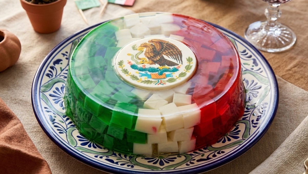 Receta de gelatina de mosaico tricolor mexicana para las fiestas patrias. | FOTO: MILENIO