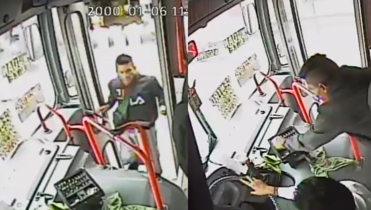 Cámaras de la línea Xinantécatl captaron el momento exacto del asalto al conductor en Toluca.| Foto: Especial
