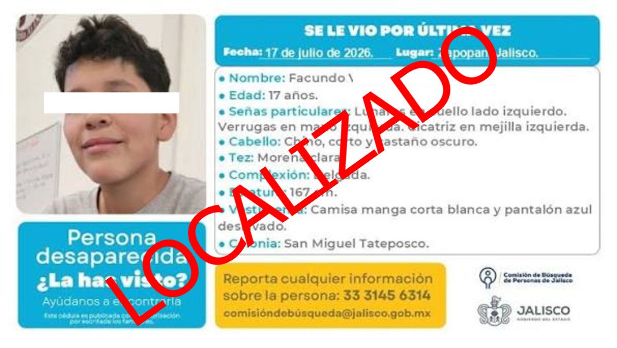El menor se reportaba desaparecido desde el pasado julio (Cortesía)