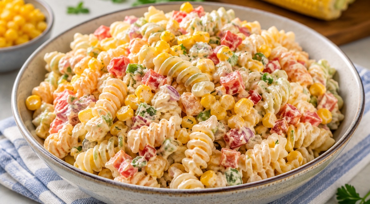 Ensalada de pasta fría con elote: Ingredientes. | IA