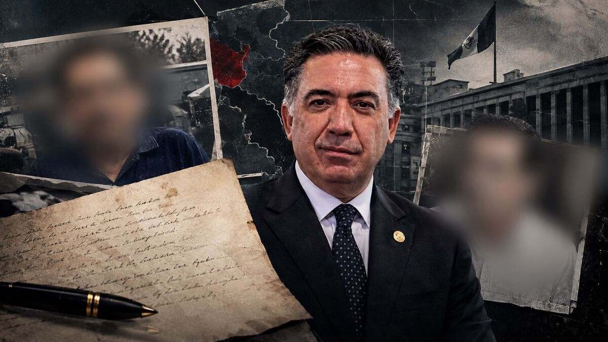 Enrique Inzunza reapareció en el Senado con conferencia a medios | Diseño: Rafael Mejía creada con IA.