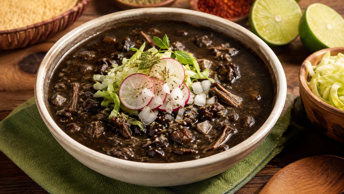 Ingredientes para hacer pozole negro (IA)