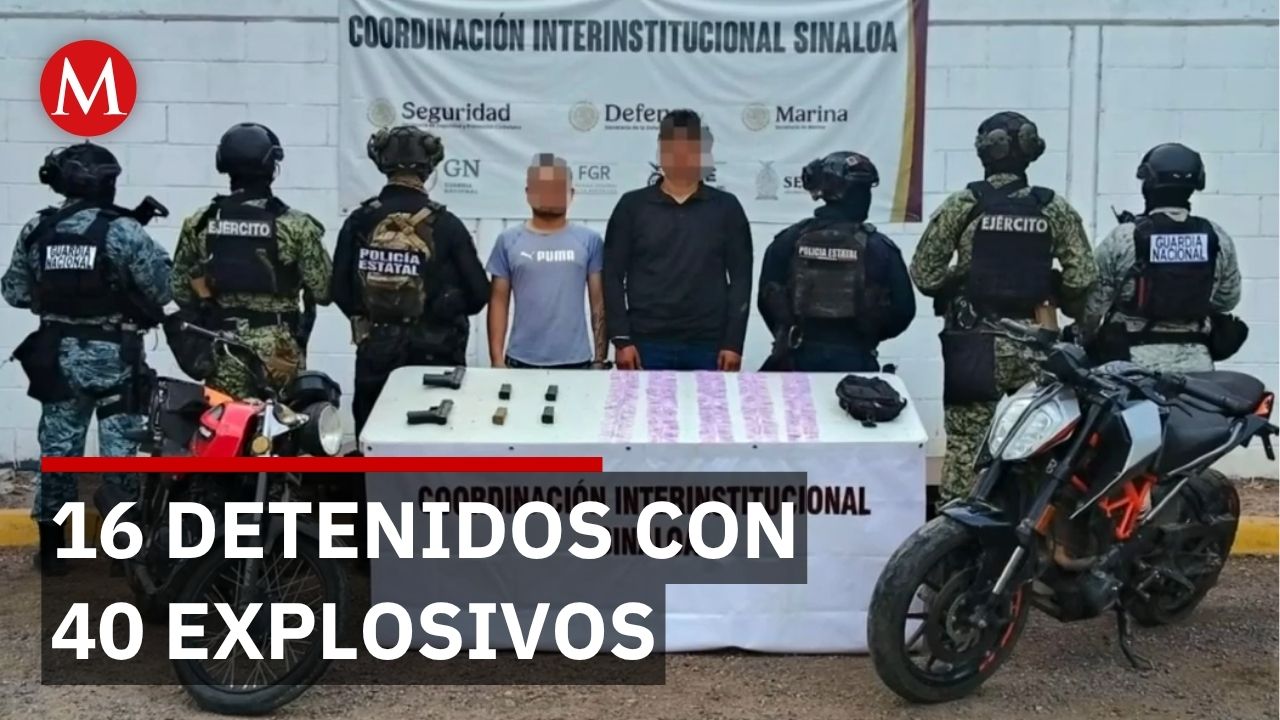 Operativo en Sinaloa detiene a 16 personas con 40 explosivos improvisados