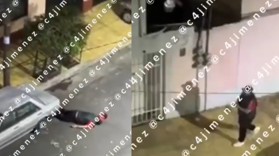 Uno de los presentes se resguarda en el suelo fingiendo estar sin vida durante la egresión| Foto: C4 Jimenez