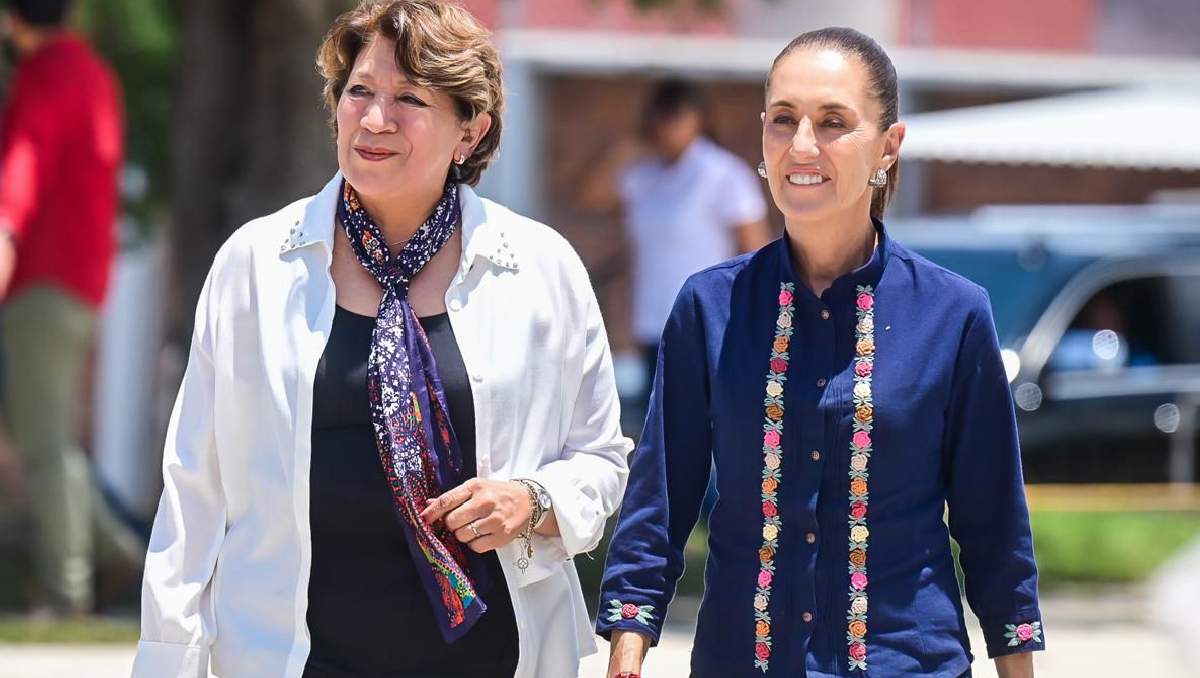 Claudia Sheinbaum y Delfina Gómez durante actividades en el Estado de México. | Especial