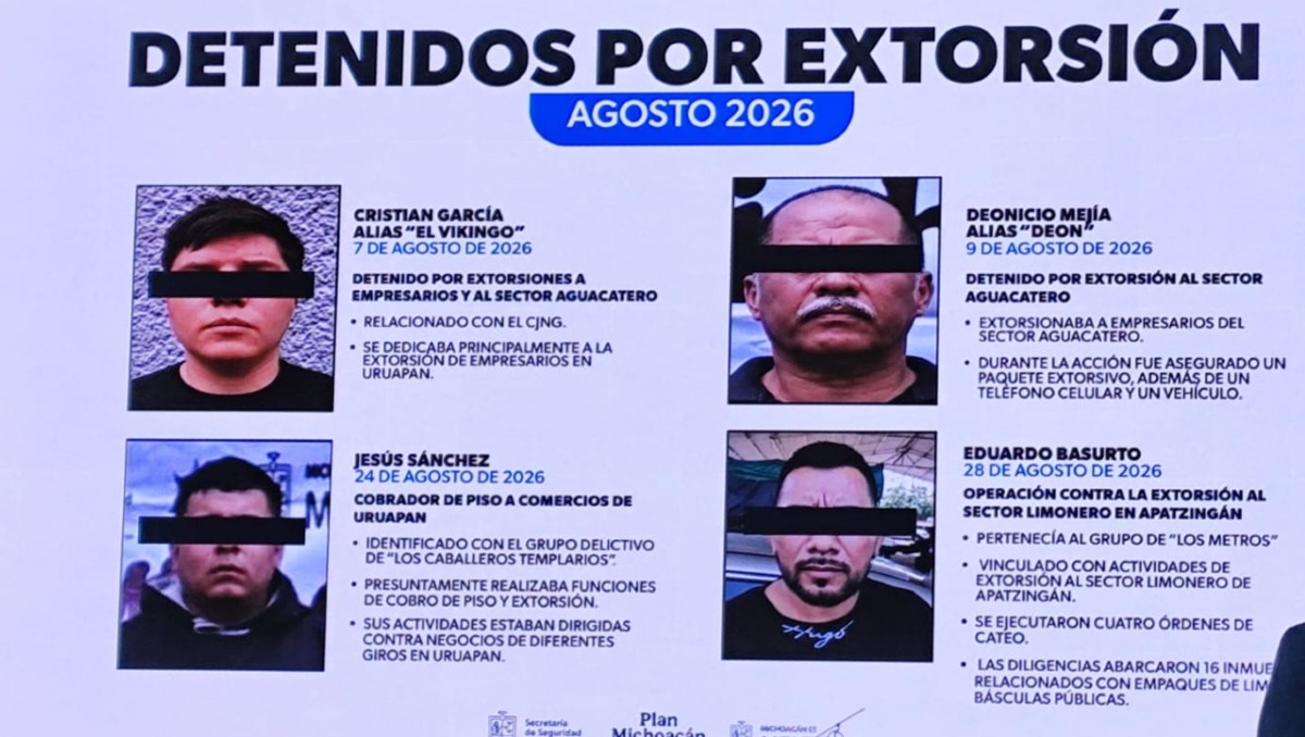 Entre los detenidos en Uruapan destaca alias 'El Vikingo', presunto operador vinculado al CJNG.| Foto: Especial