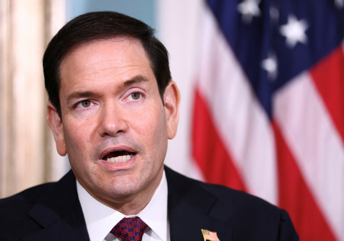 El secretario de Estado de EU, Marco Rubio, habla durante la ceremonia de firma de un memorando. | Reuters