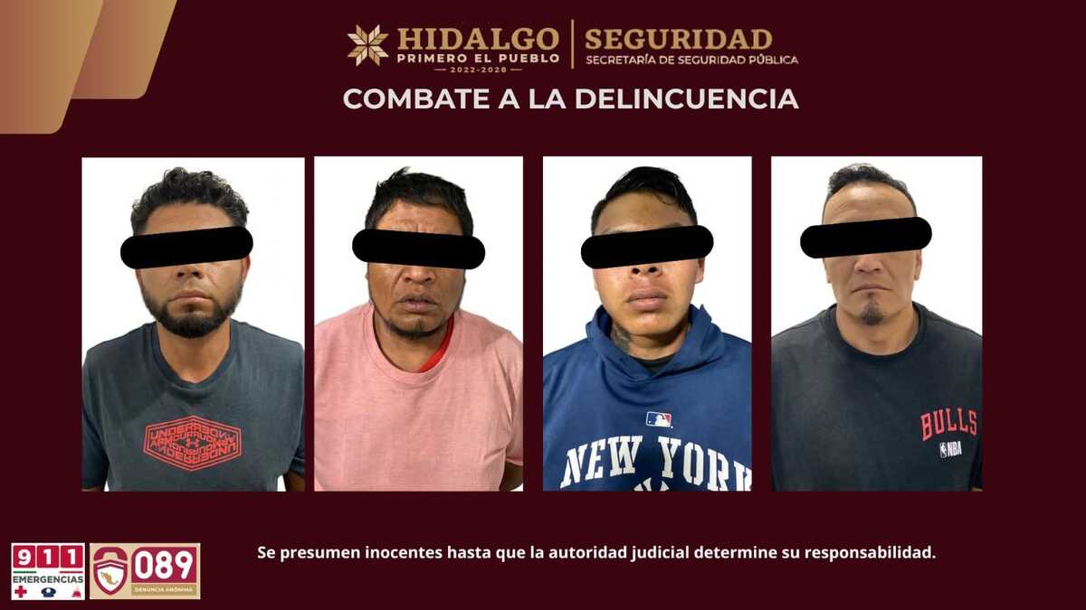 Detenidos por presuntos robos a transporte de carga. (Cortesía)