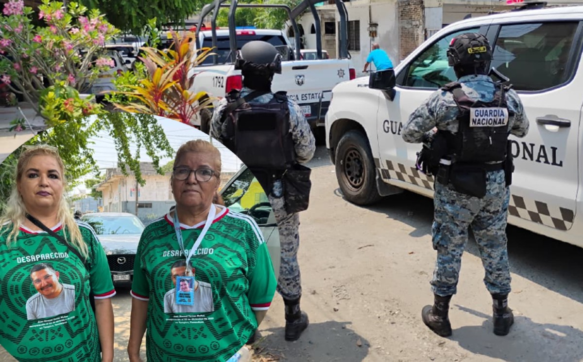 Familiares y fuerzas de seguridad se movilizaron a la colonia Barandillas, sitio donde los hombres fueron vistos por última vez. | Foto: Alberto Cano
