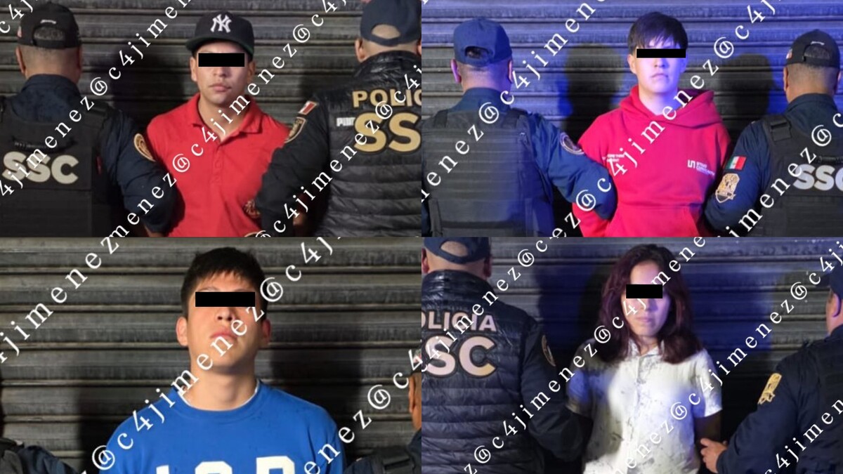 Los detenidos fueron identificados como Juan 'N', Donovan 'N', Jafet 'N' y Melany 'N'. | Carlos Jiménez