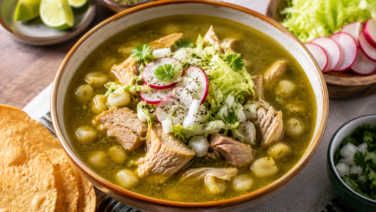 Receta Pozole verde con pollo y cerdo (IA)