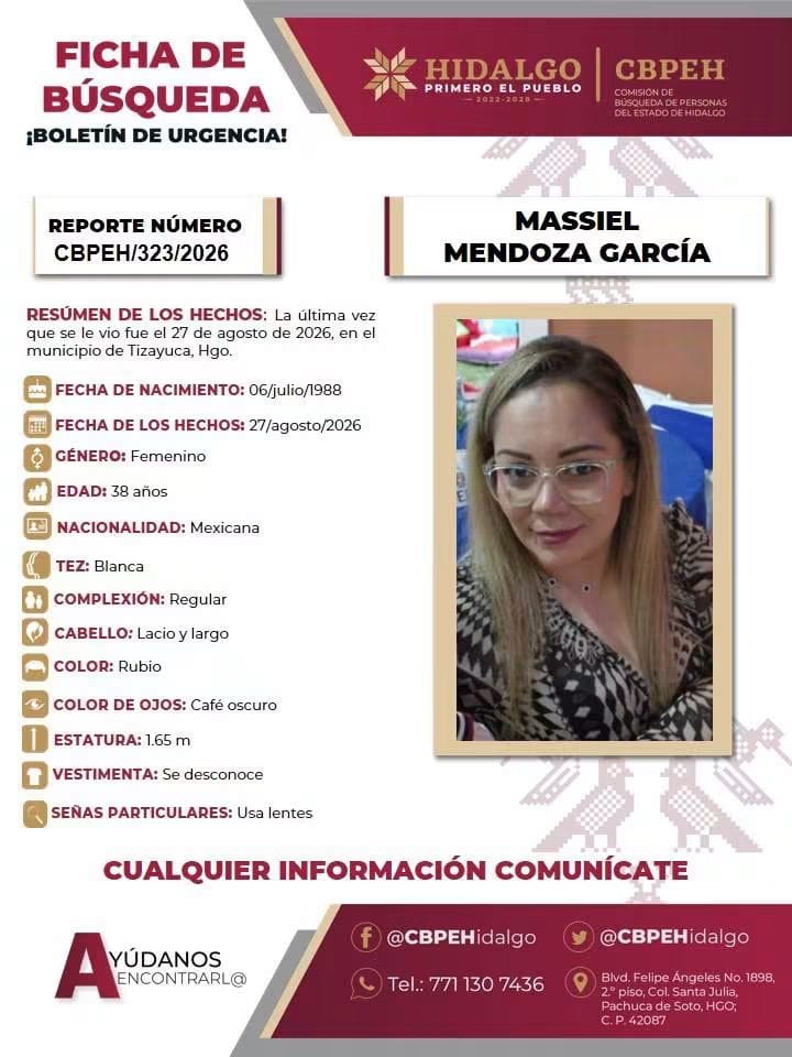 Massiel Mendoza García desapareció junto a sus tres hijos. (Cortesía)