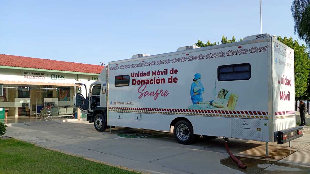 Unidad móvil de donación de sangre en Hidalgo. (Cortesía: SSH)