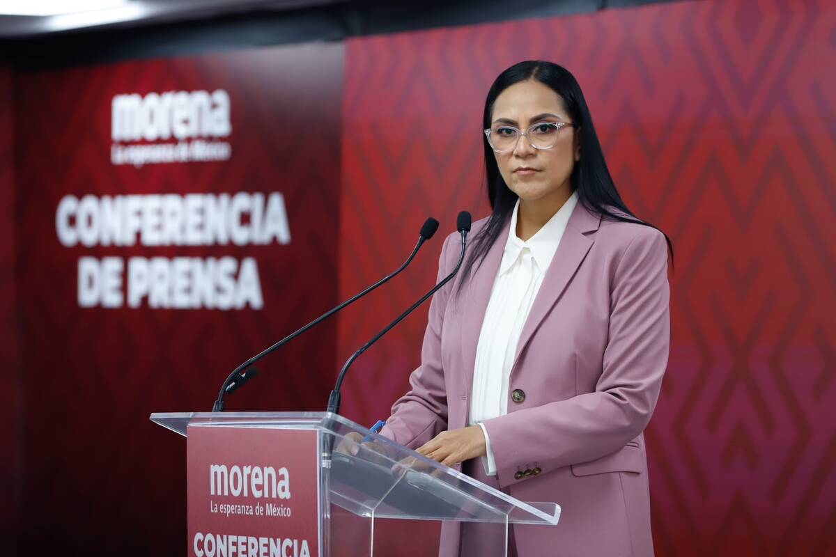 Ariadna Montiel durante conferencia de prensa de Morena. | Foto: Ariana Pérez