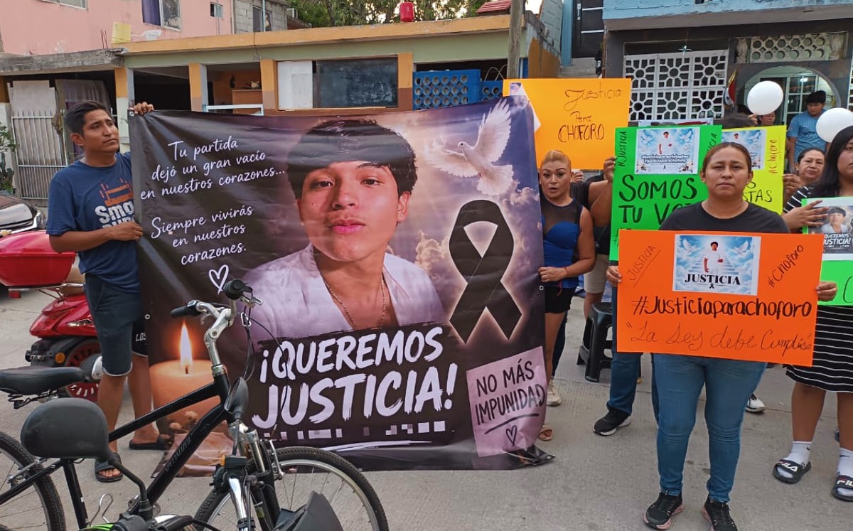 Familiares y amigos de Cristopher Martínez exigieron justicia durante una concentración en Tampico. | Sergio Sánchez