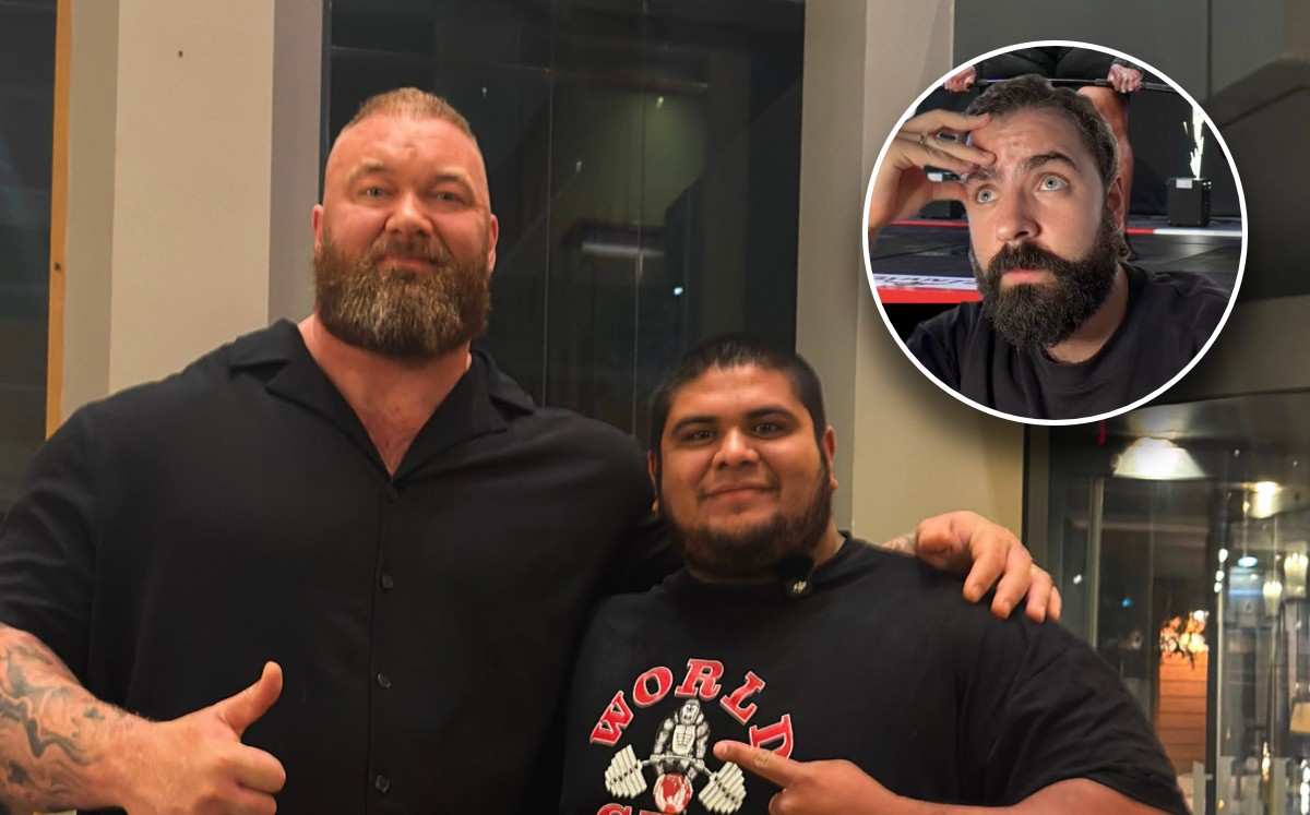 Raúl “Tayzon” Flores junto a Hafþór Björnsson, “La Montaña”, referente del strongman. | Raul Flores vía Fb