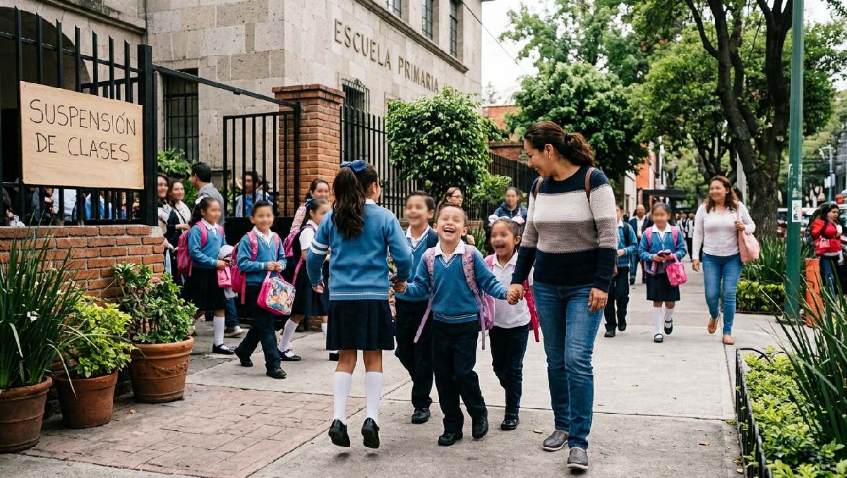 La suspensión de clases sólo aplica para la escuelas de nivel básico incorporadas a la SEP. | Foto: Generada con IA