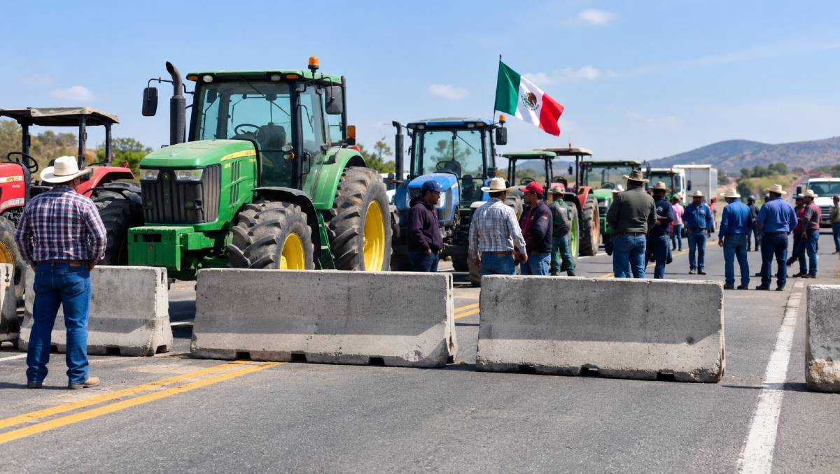 Productores agrícolas bloquearon carreteras de Guanajuato en al menos siete puntos reportados en León, Cuerámaro, Irapuato, Pénjamo y San Luis de la Paz