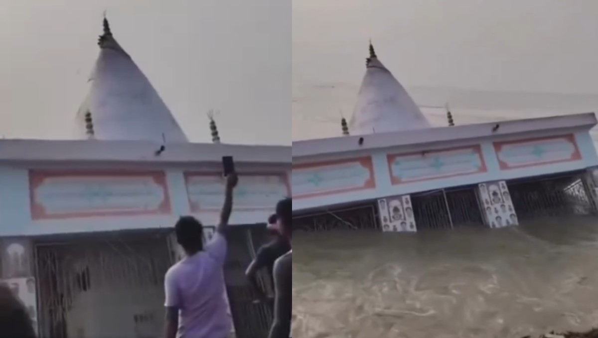 Ganges se traga templo de 150 años en Malda, India. | FOTO: Especial