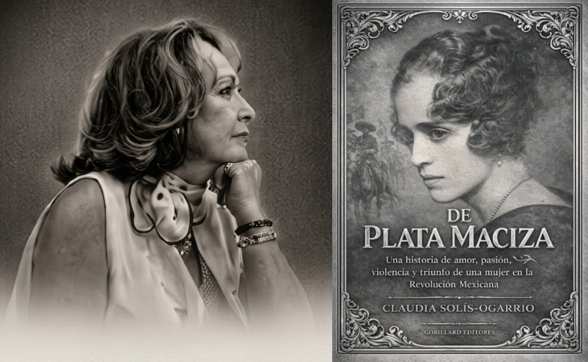 Claudia Solís-Ogarrio. (Foto: José Bello) | Portada de ‘De plata maciza’. (Gobillard Editores)