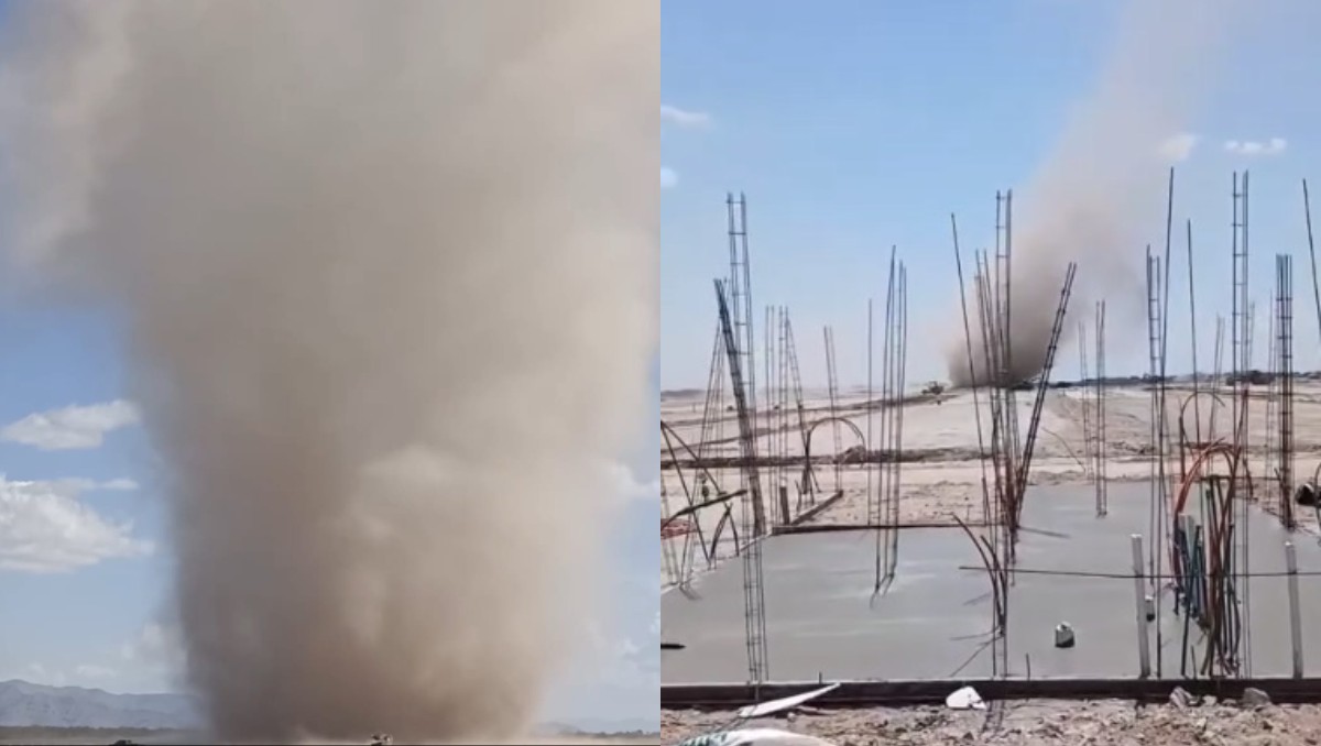 ¡Como si fuera un tornado! Captan ENORME remolino de tierra en San Pedro. (Damián Ramírez)
