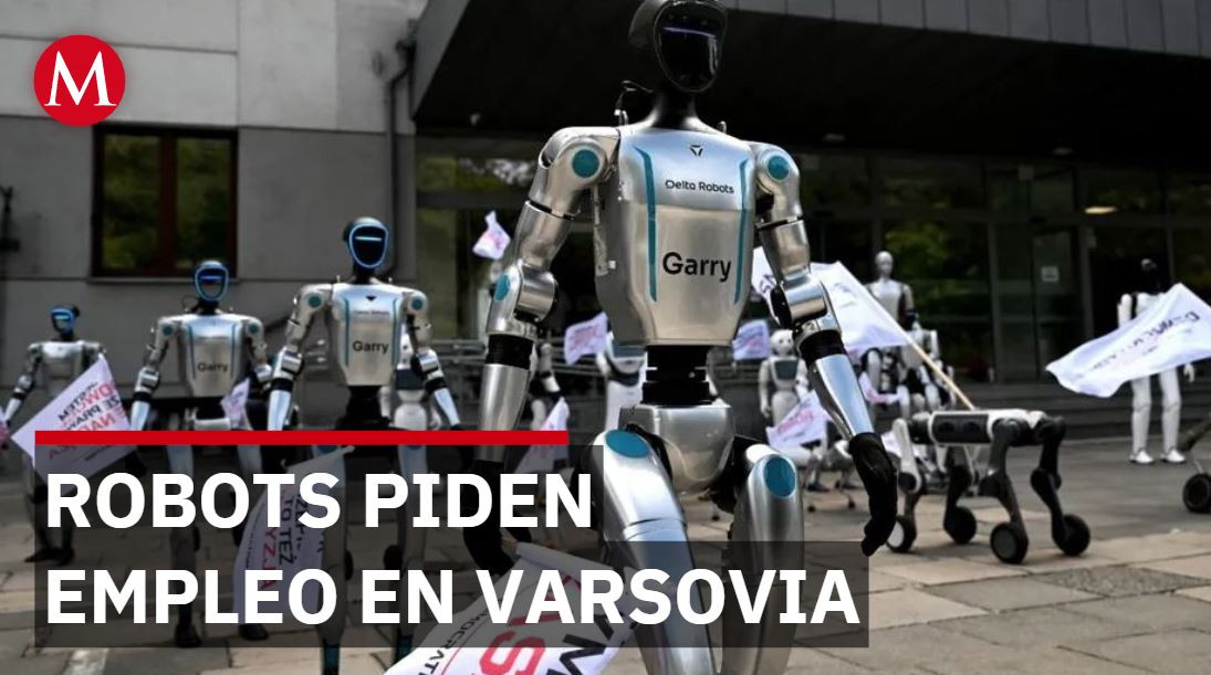 Robots protestan en Varsovia pidiendo protección del empleo que ellos mismos amenazan