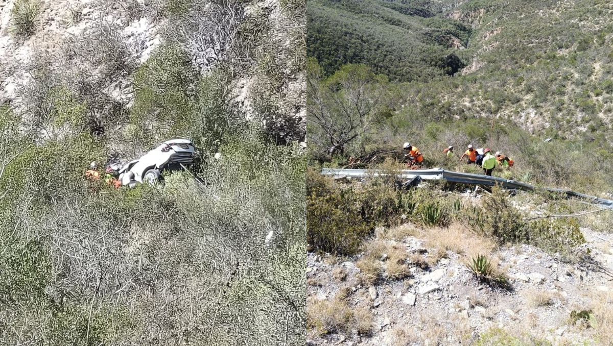 El sobreviviente del accidente fue rescatado con cuerdas y llevado a un hospital en Galeana. | Especial
