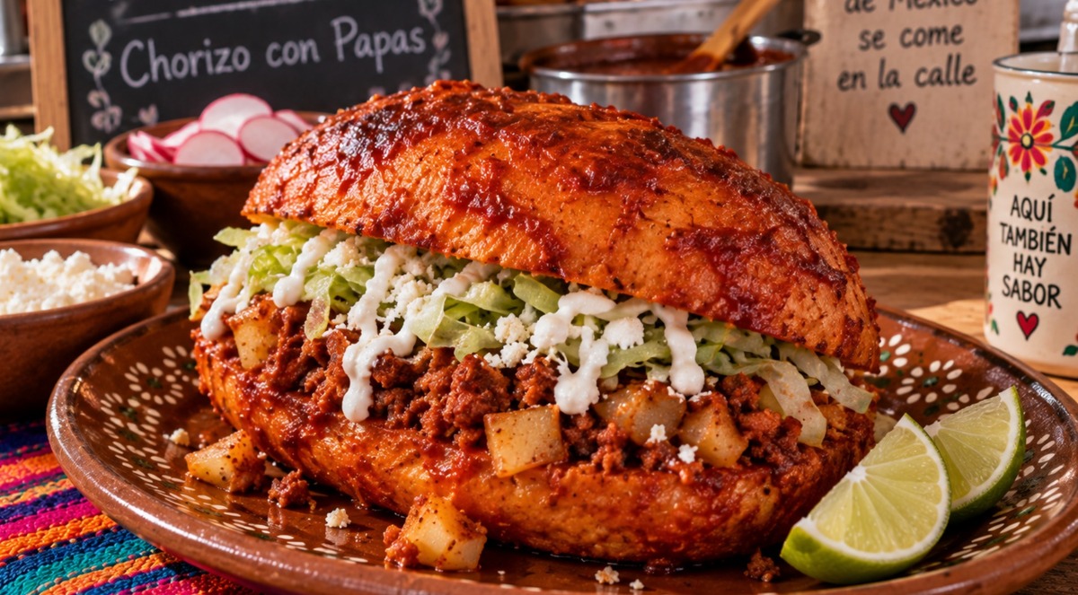 Pambazo de papas con chorizo: ¿Cuál es la receta? | IA