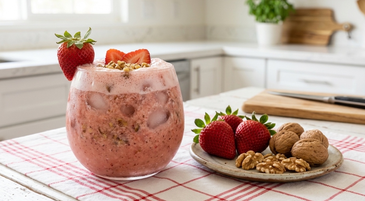 ¿Con qué se hace el agua de fresa con nuez? | IA