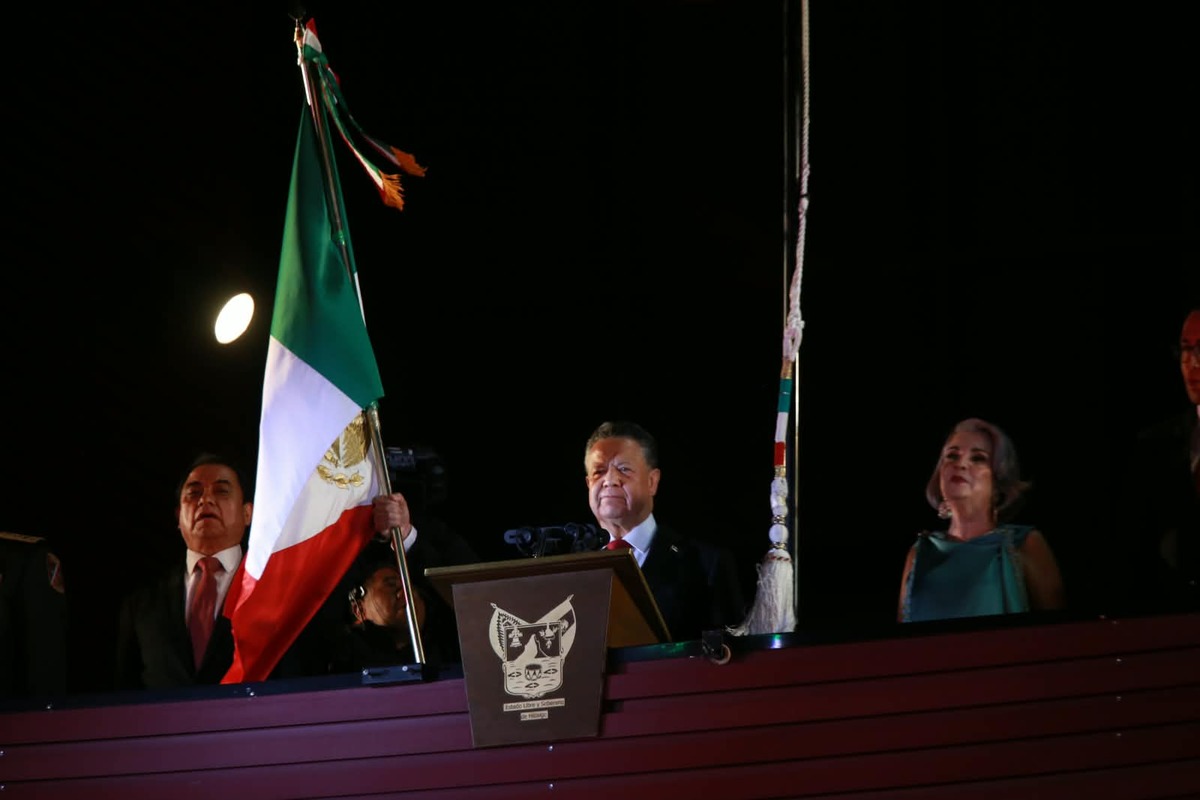 Como cada año el gobernador Julio Menchaca da su quinto Grito de Independencia en Pachuca. (Jorge Sánchez)