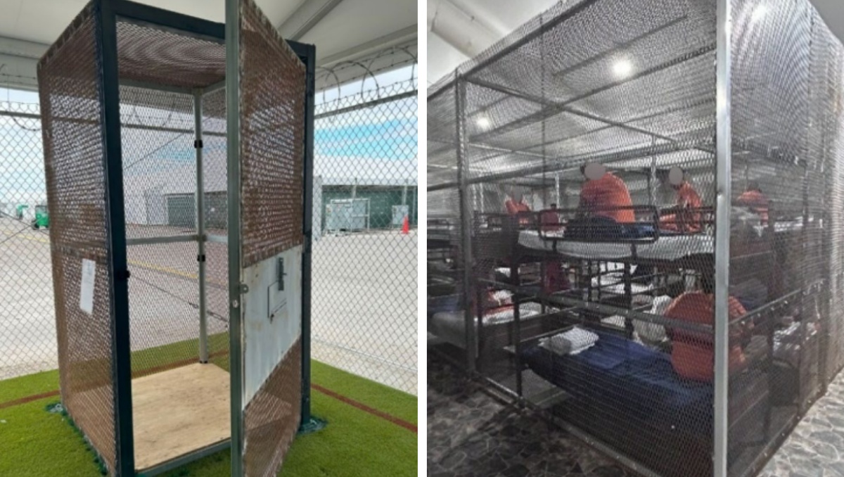 Jaulas al interior de la prisión Alligator Alcatraz que operaba en Florida | Foto: DHS