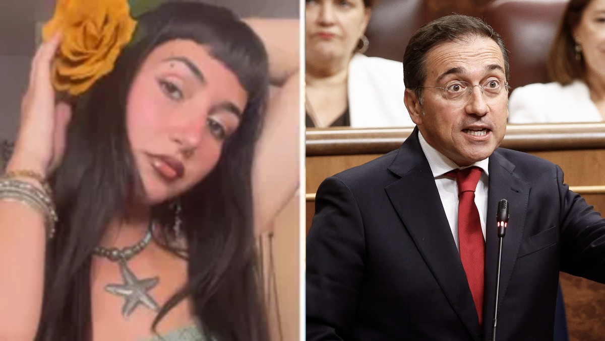 Claudia Tacoronte, estudiante de intercambio y  el ministro de Asuntos Exteriores de España, José Manuel Albares. | EFE