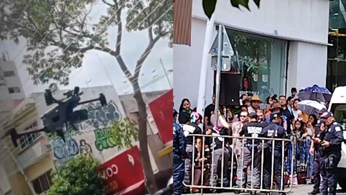 Dron golpea a adulto mayor en desfile. | Foto: Captura de pantalla