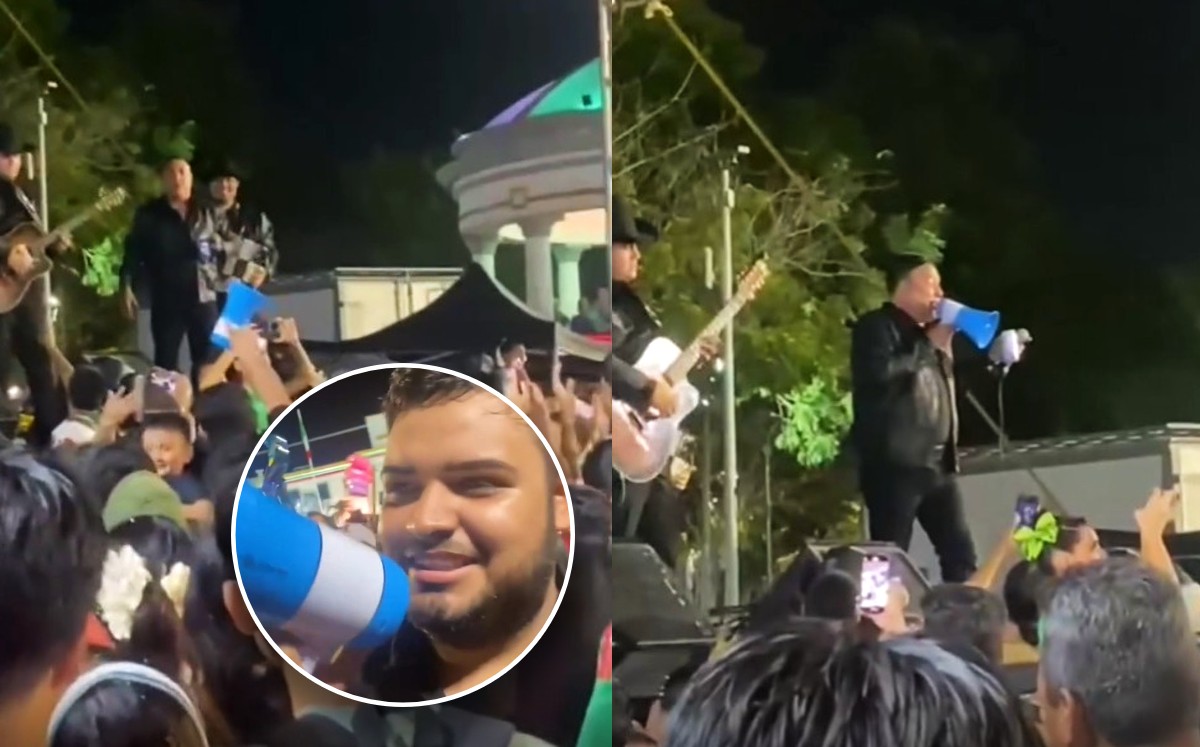 Un joven prestó su megáfono para que continuara la presentación en Altamira. | El Poninas Shows via Fb