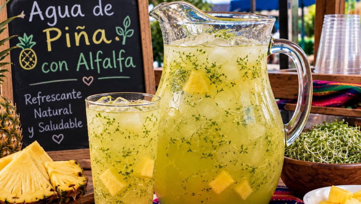 ¿Qué ingredientes lleva el agua de piña con alfalfa? | IA